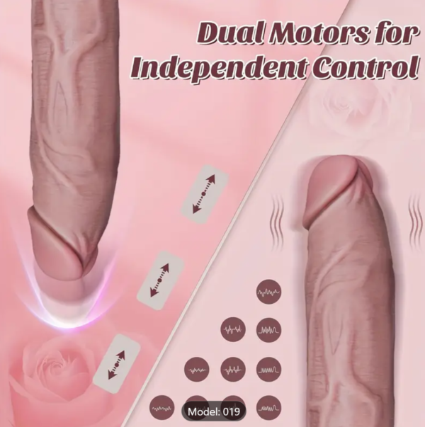 9.1" Remote Controlled Liquid Silicone 4-in-1 Rotating Thrust Vibrator - Image 2