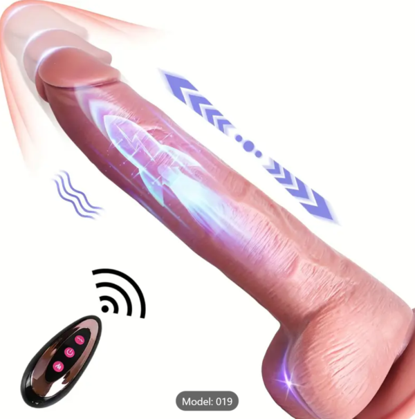 9.1" Remote Controlled Liquid Silicone 4-in-1 Rotating Thrust Vibrator - Image 5