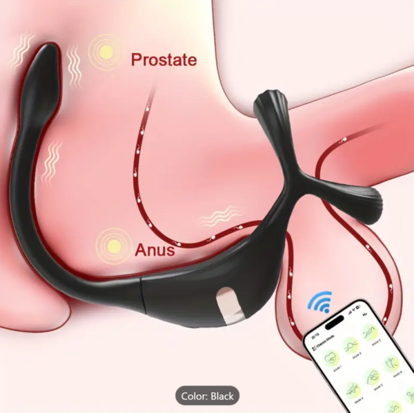 3-in-1 Prostate Locking Ring – APP-Controlled Anal & Testicle Vibrator - Image 8