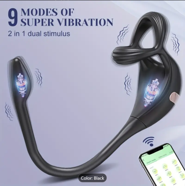 3-in-1 Prostate Locking Ring – APP-Controlled Anal & Testicle Vibrator - Image 4