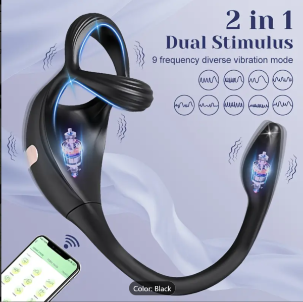 3-in-1 Prostate Locking Ring – APP-Controlled Anal & Testicle Vibrator - Image 3