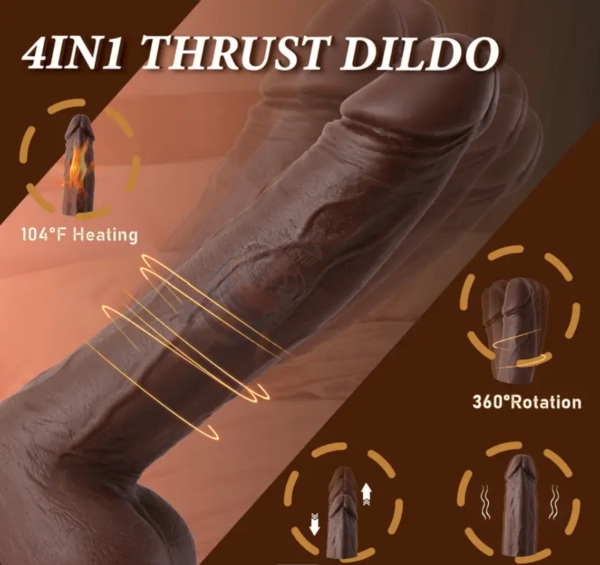Heated Thrusting Vibrator – 22.8cm Realistic Telescopic Dildo - Image 5