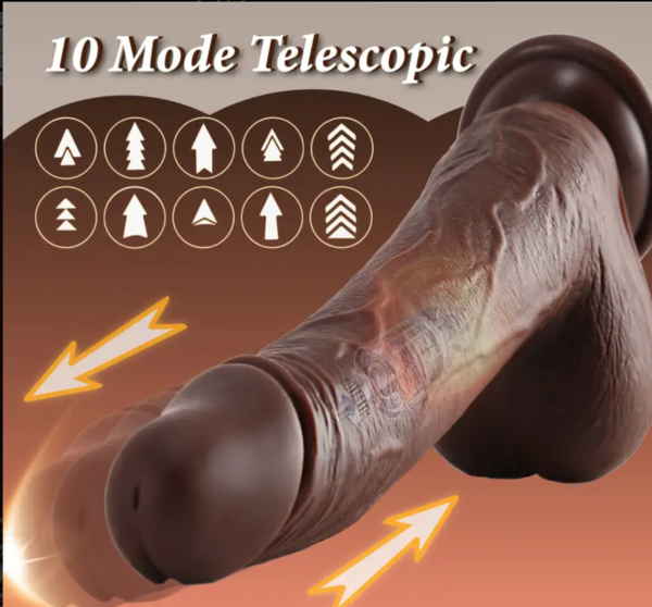 Heated Thrusting Vibrator – 22.8cm Realistic Telescopic Dildo - Image 3
