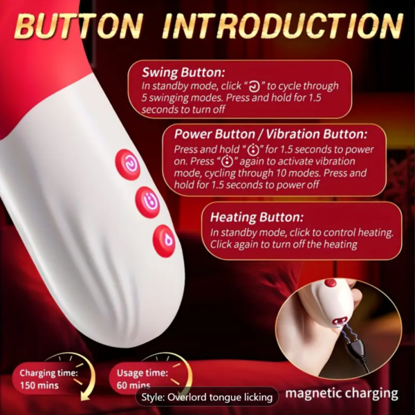 4-in-1 Heated Tongue Lick Vibrator – Couples’ Sensory Play Toy - Image 2