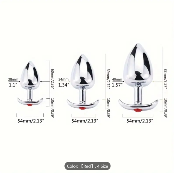 1 set of 3 Classic Metal Anal Plugs – Jewel Base Butt Plug for All Levels - Image 6