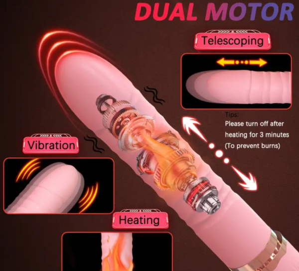 Dual Motor Dildo Vibrator – Realistic Thrusting & Clitoral Stimulation - Image 6