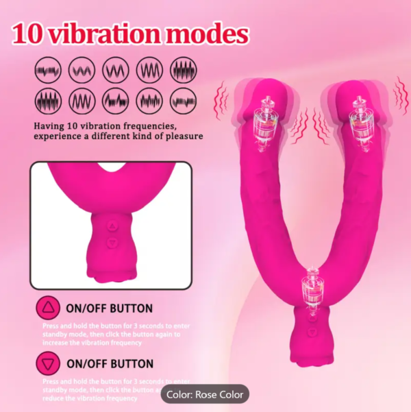 Double-Ended Vibrator – Rechargeable Silicone Dildo for Couples - Image 6