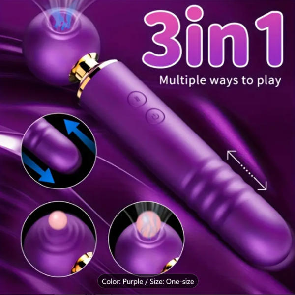 3-in-1 Vibrator – Suction, Vibration & Telescopic Pleasure Wand - Image 3