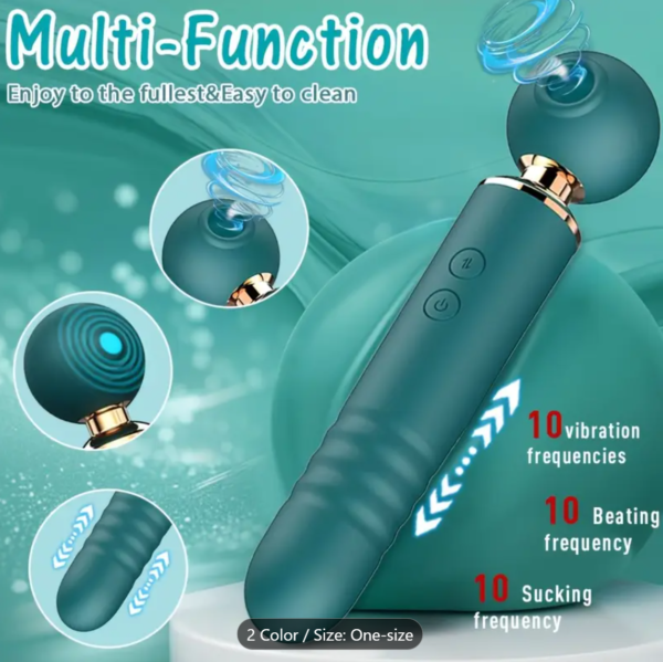 3-in-1 Suction & Vibration Wand – Telescopic Female Pleasure Toy - Image 3
