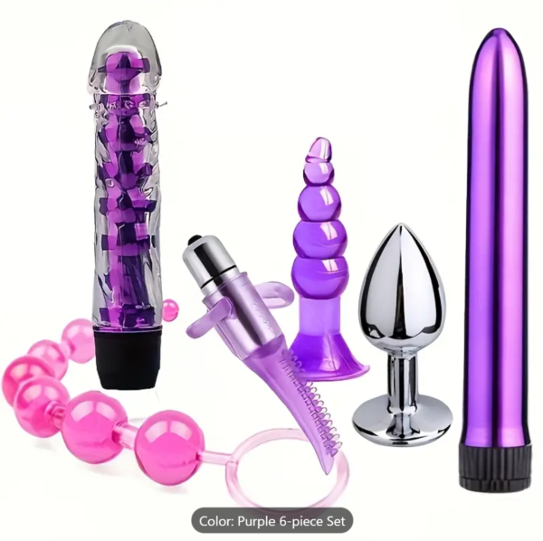6-Piece Vibrating Anal Starter Kit – Couples Beaded Plug & Dildo Set - Image 9
