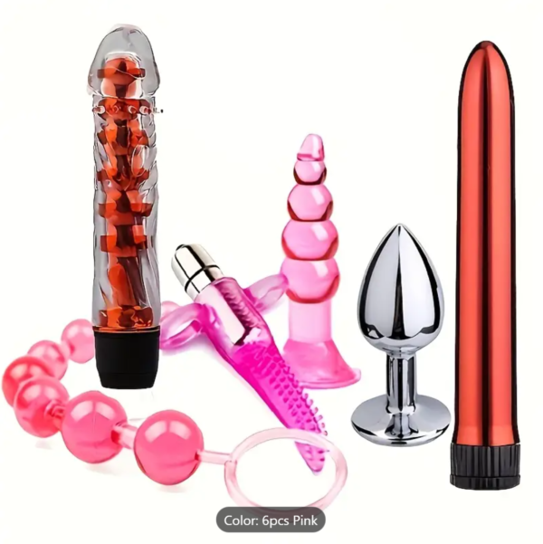 6-Piece Vibrating Anal Starter Kit – Couples Beaded Plug & Dildo Set - Image 10
