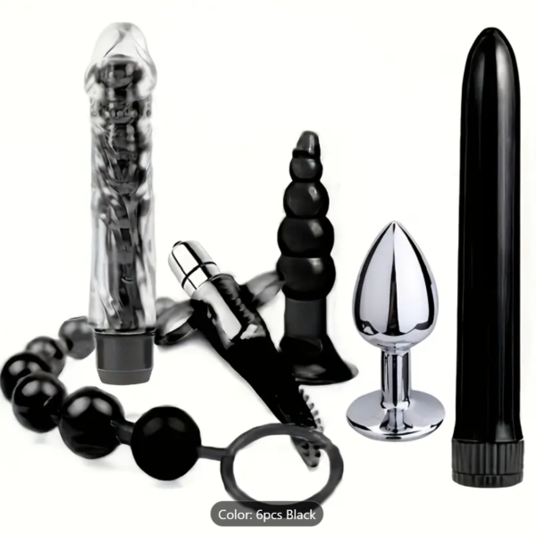 6-Piece Vibrating Anal Starter Kit – Couples Beaded Plug & Dildo Set - Image 11